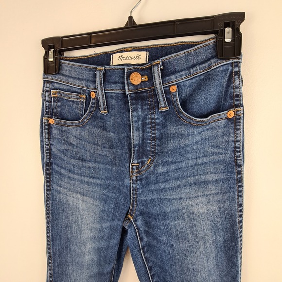 Madewell Jeans Women's Size 23‎ Dark Blue 10" High Rise Skinny Cotton Stretch - Picture 2 of 12